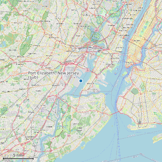 Map of Port Elizabeth, New Jersey (sub) Tide Prediction Station