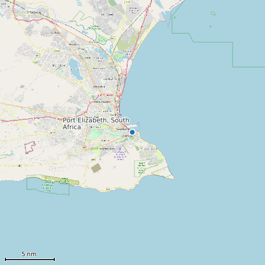 Map of Port Elizabeth, South Africa Tide Prediction Station