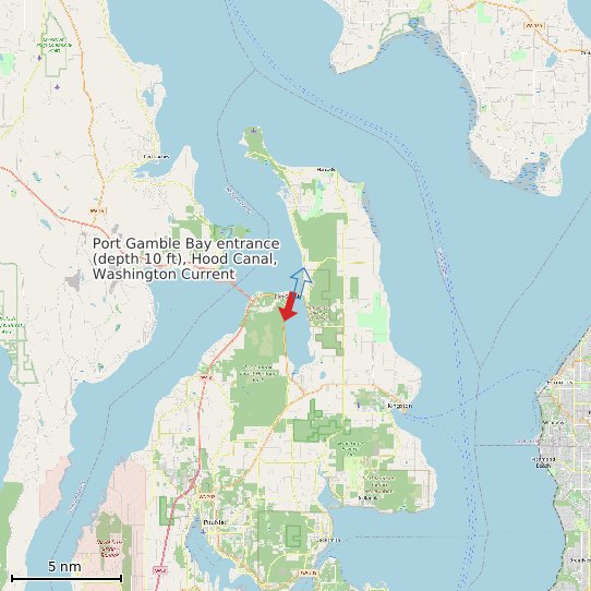 Map of Port Gamble Bay entrance (depth 10 ft), Hood Canal, Washington Current Prediction Station