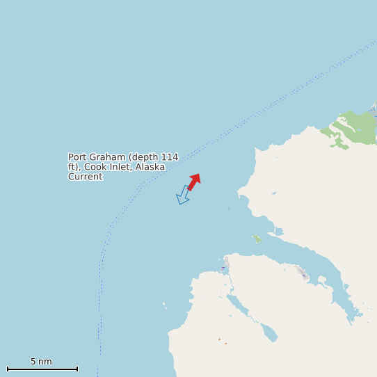 Map of Port Graham (depth 114 ft), Cook Inlet, Alaska Current Prediction Station