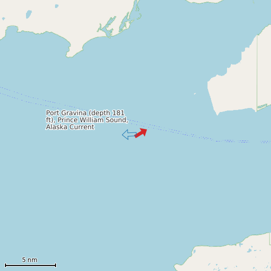 Map of Port Gravina (depth 181 ft), Prince William Sound, Alaska Current Prediction Station