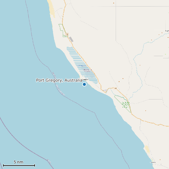 Map of Port Gregory, Australia Tide Prediction Station