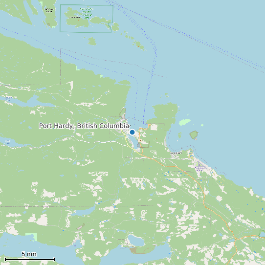 Map of Port Hardy, British Columbia Tide Prediction Station