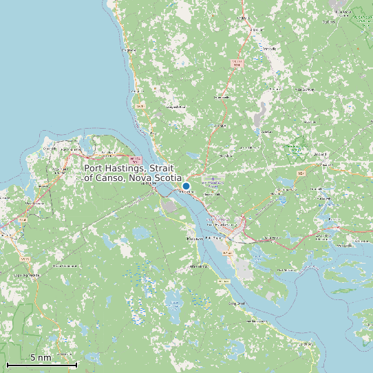 Map of Port Hastings, Strait of Canso, Nova Scotia Tide Prediction Station
