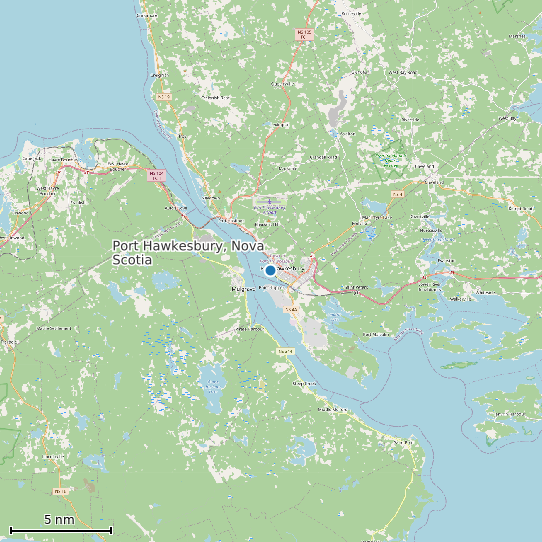 Map of Port Hawkesbury, Nova Scotia Tide Prediction Station