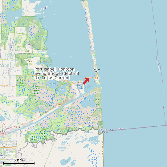 Map of Port Isabel, Pontoon Swing Bridge (depth 8 ft), Texas Current Prediction Station