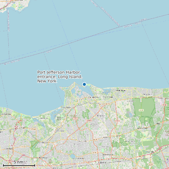 Map of Port Jefferson Harbor entrance, Long Island, New York Tide Prediction Station