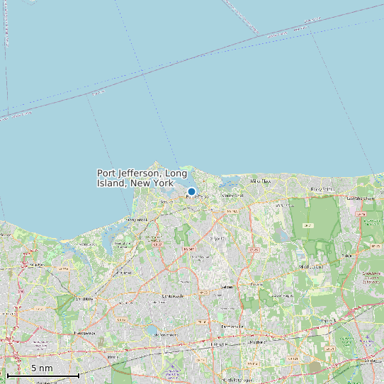 Map of Port Jefferson, Long Island, New York Tide Prediction Station