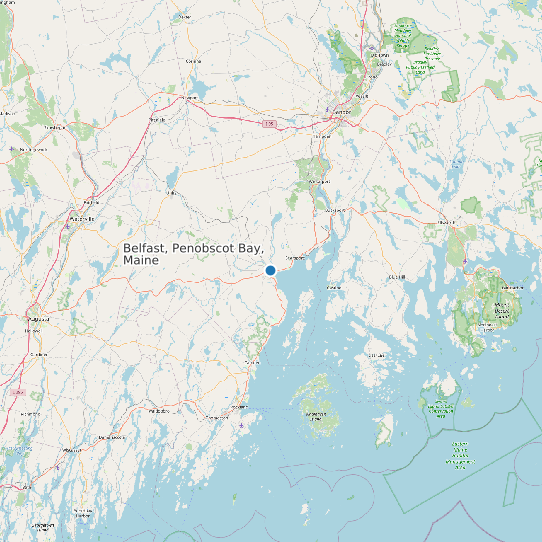 Map of Belfast, Penobscot Bay, Maine Tide Prediction Station