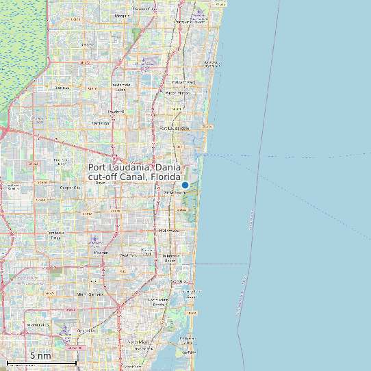 Map of Port Laudania, Dania cut-off Canal, Florida Tide Prediction Station