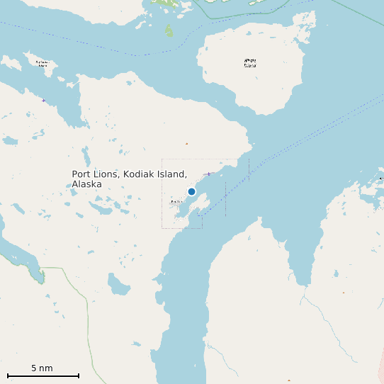 Map of Port Lions, Kodiak Island, Alaska Tide Prediction Station