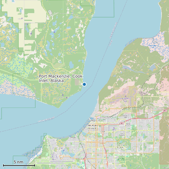 Map of Port Mackenzie, Cook Inlet, Alaska Tide Prediction Station