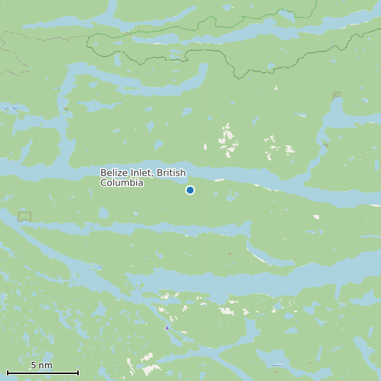 Map of Belize Inlet, British Columbia Tide Prediction Station