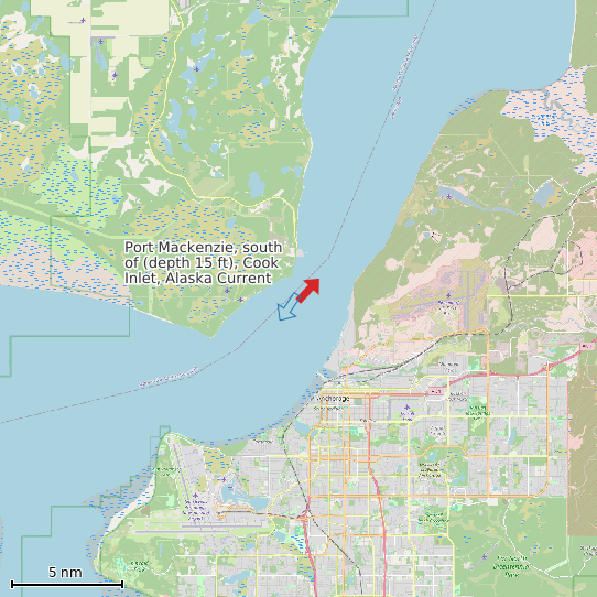 Map of Port Mackenzie, south of (depth 15 ft), Cook Inlet, Alaska Current Prediction Station