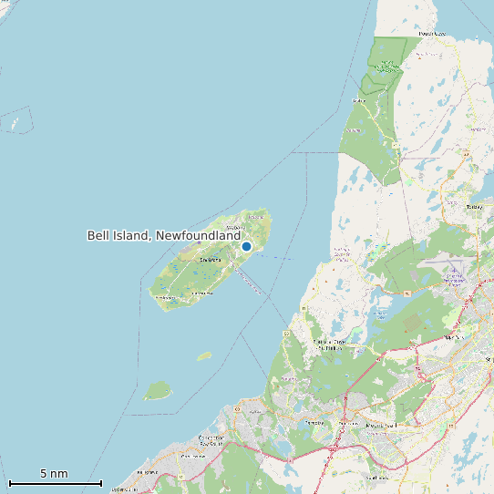Map of Bell Island, Newfoundland Tide Prediction Station
