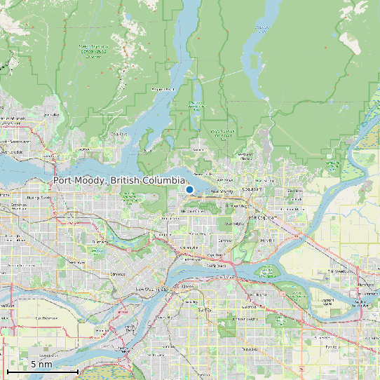 Map of Port Moody, British Columbia Tide Prediction Station