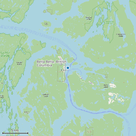 Map of Bella Bella, British Columbia Tide Prediction Station