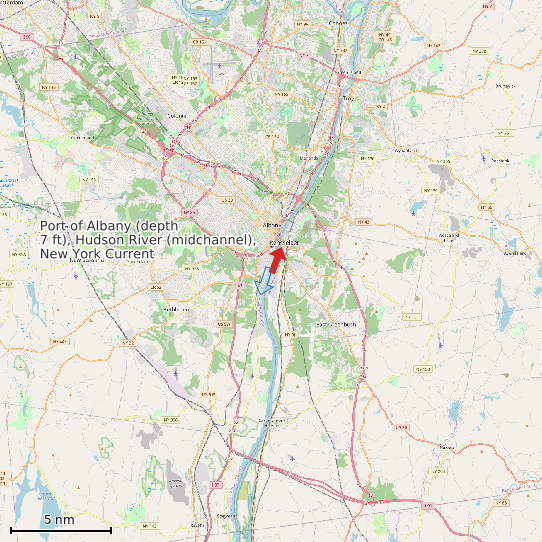 Map of Port of Albany (depth 7 ft), Hudson River (midchannel), New York Current Prediction Station