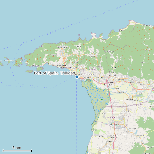 Map of Port of Spain, Trinidad Tide Prediction Station
