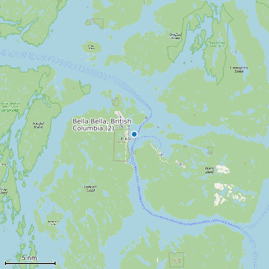 Map of Bella Bella, British Columbia (2) Tide Prediction Station