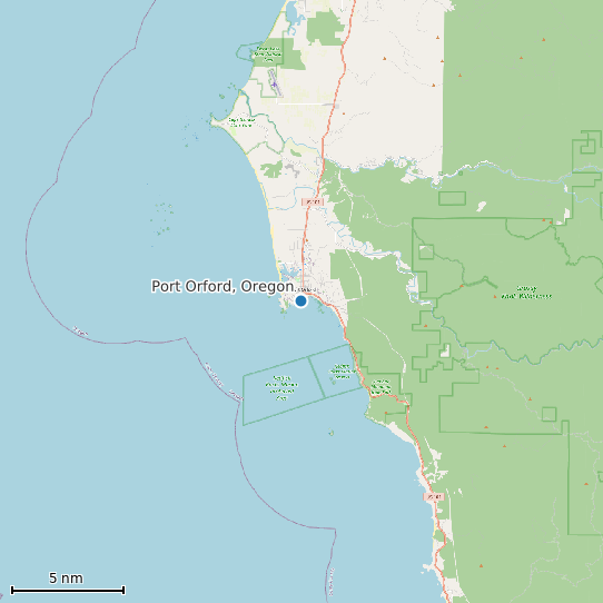 Map of Port Orford, Oregon Tide Prediction Station