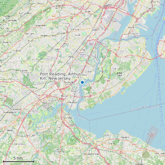 Map of Port Reading, Arthur Kill, New Jersey Tide Prediction Station