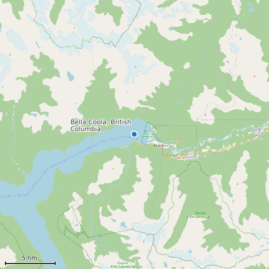 Map of Bella Coola, British Columbia Tide Prediction Station