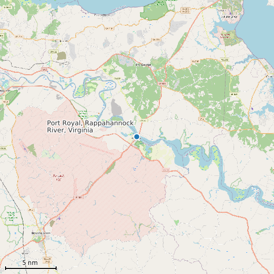 Map of Port Royal, Rappahannock River, Virginia Tide Prediction Station