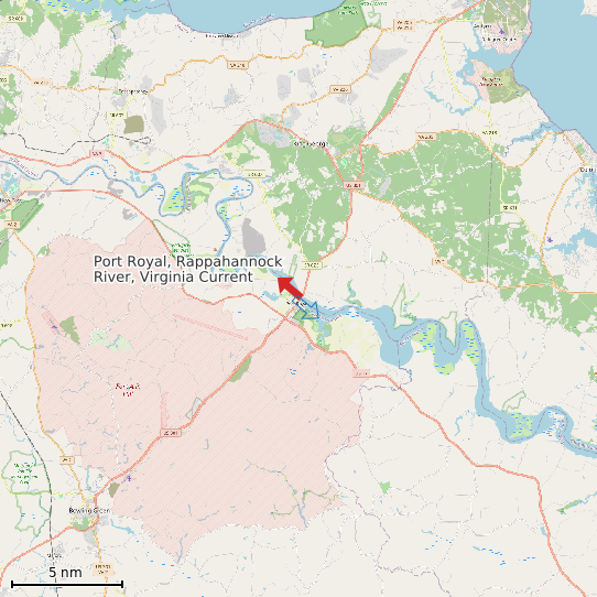 Map of Port Royal, Rappahannock River, Virginia Current Prediction Station