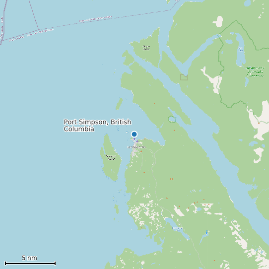 Map of Port Simpson, British Columbia Tide Prediction Station