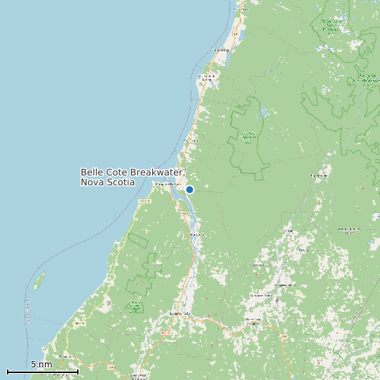 Map of Belle Cote Breakwater, Nova Scotia Tide Prediction Station
