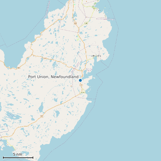 Map of Port Union, Newfoundland Tide Prediction Station