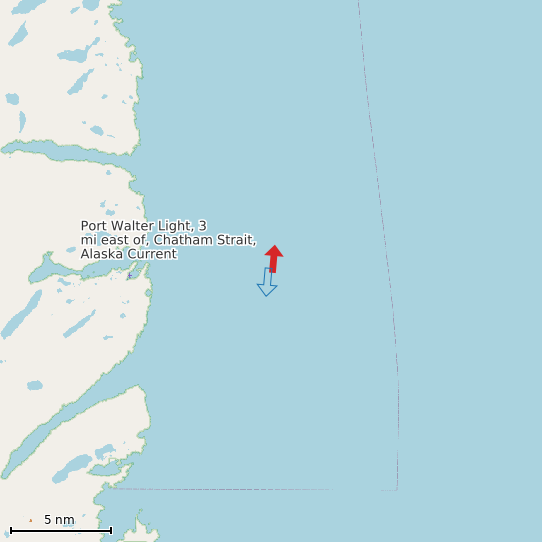 Map of Port Walter Light, 3 mi east of, Chatham Strait, Alaska Current Prediction Station