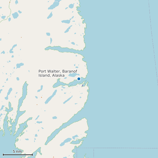 Map of Port Walter, Baranof Island, Alaska Tide Prediction Station