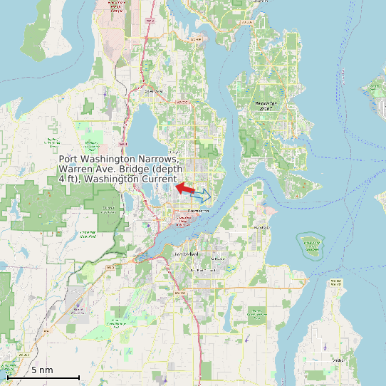 Map of Port Washington Narrows, Warren Ave. Bridge (depth 4 ft), Washington Current Prediction Station