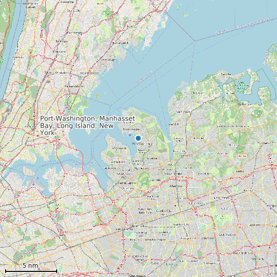 Map of Port Washington, Manhasset Bay, Long Island, New York Tide Prediction Station