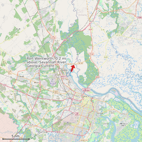 Map of Port Wentworth, 0.2 mi above, Savannah River, Georgia Current Prediction Station