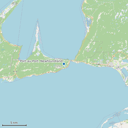 Map of Port-au-Port, Newfoundland Tide Prediction Station