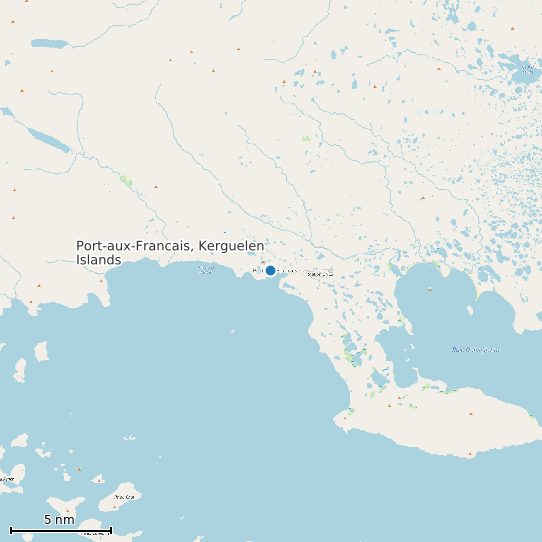 Map of Port-aux-Francais, Kerguelen Islands Tide Prediction Station