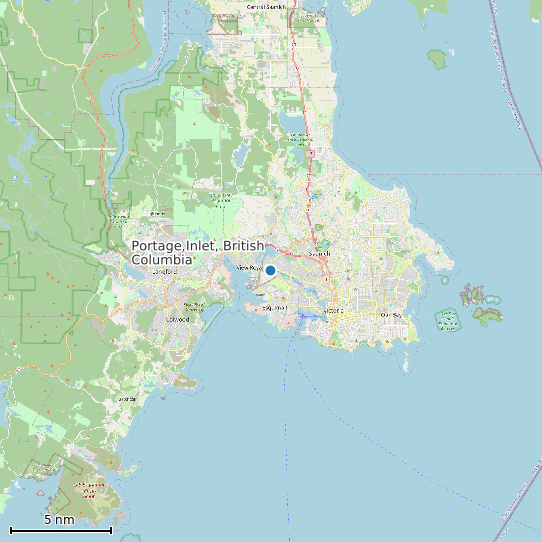 Map of Portage Inlet, British Columbia Tide Prediction Station