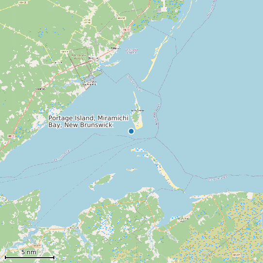 Map of Portage Island, Miramichi Bay, New Brunswick Tide Prediction Station