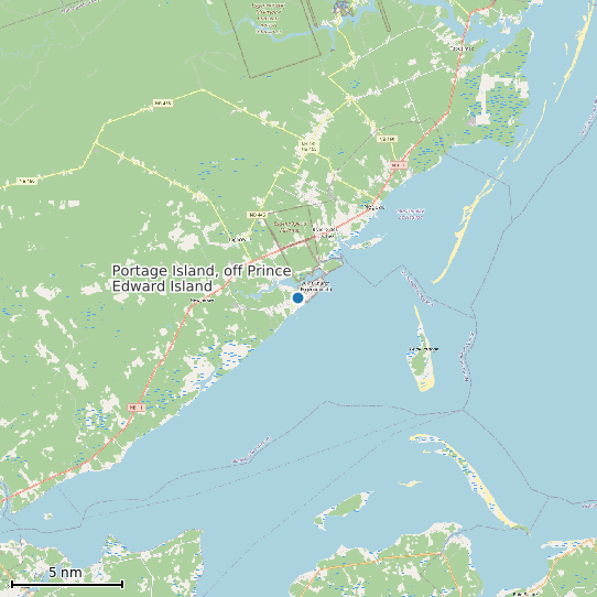Map of Portage Island, off Prince Edward Island Tide Prediction Station