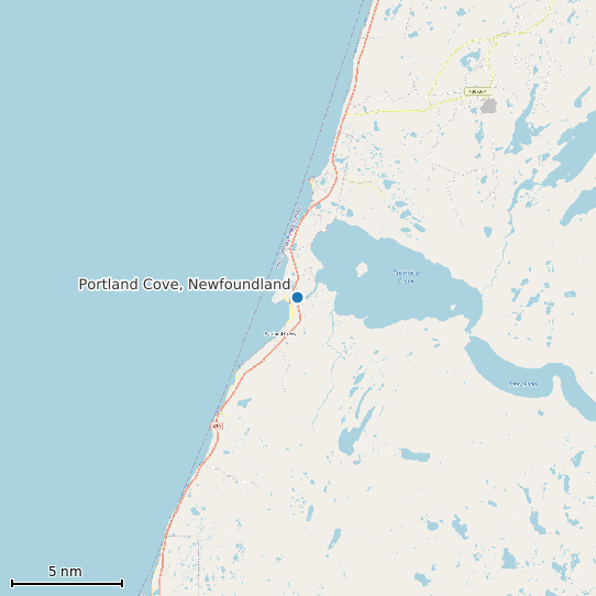 Map of Portland Cove, Newfoundland Tide Prediction Station