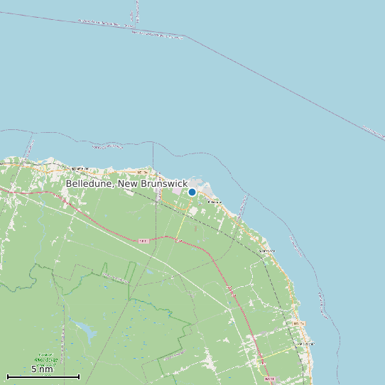 Map of Belledune, New Brunswick Tide Prediction Station