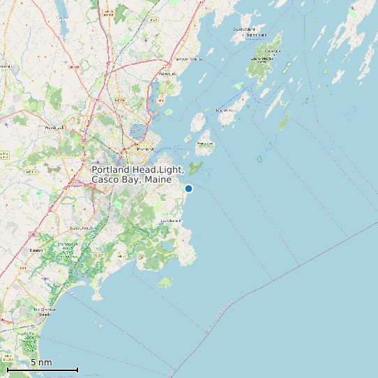 Map of Portland Head Light, Casco Bay, Maine Tide Prediction Station