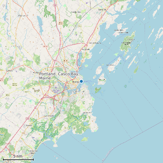 Map of Portland, Casco Bay, Maine Tide Prediction Station