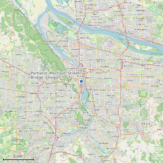 Map of Portland, Morrison Street Bridge, Oregon Tide Prediction Station