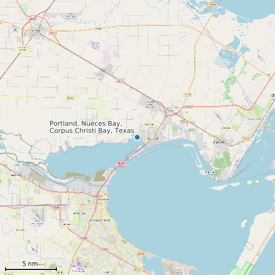 Map of Portland, Nueces Bay, Corpus Christi Bay, Texas Tide Prediction Station