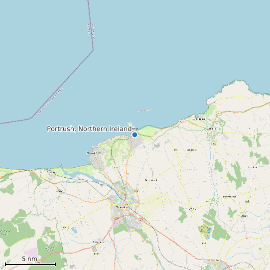 Map of Portrush, Northern Ireland Tide Prediction Station