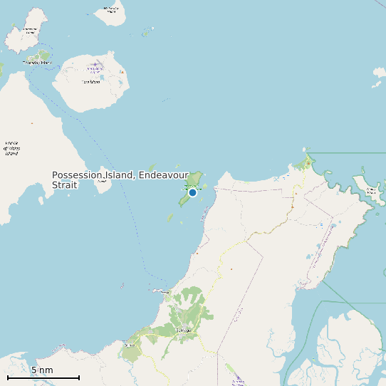 Map of Possession Island, Endeavour Strait Tide Prediction Station